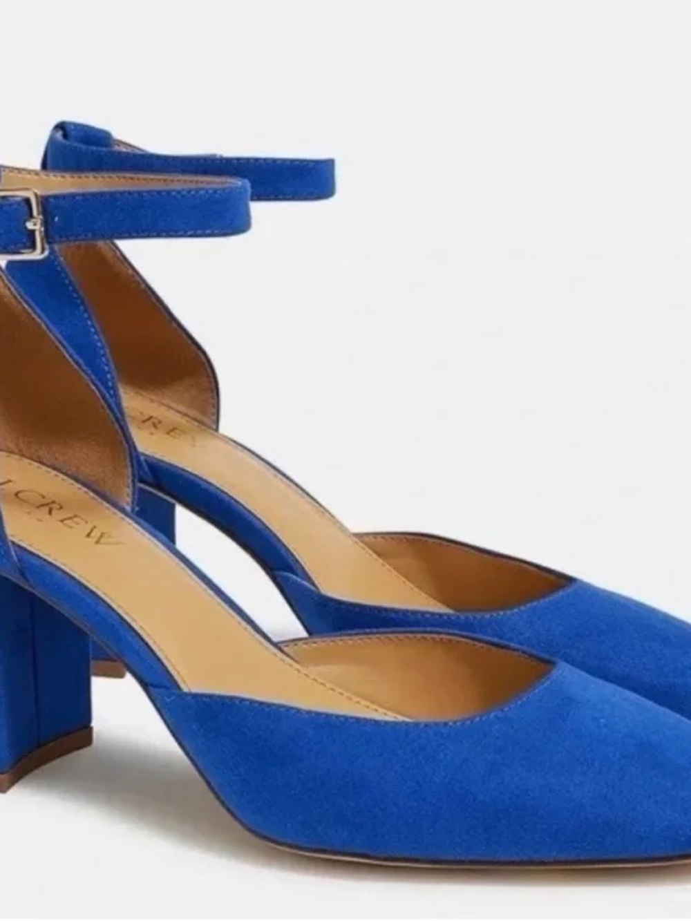 J. Crew Harbor View Blue Suede Ankle-Strap Block Heels